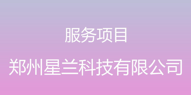 服务项目 - 郑州星兰科技有限公司